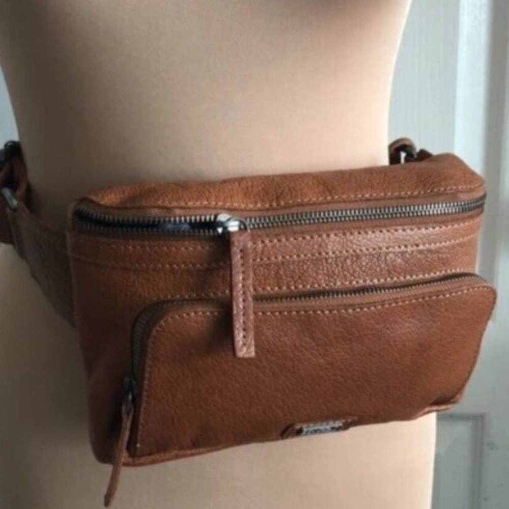 Leather bag Fanny pack cross body bag Spikes & Sparrow bag brandy color leather - Picture 4 of 10